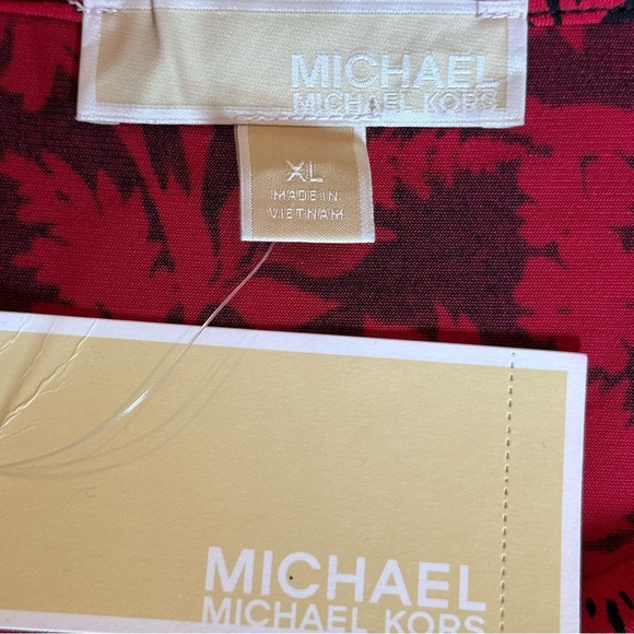 Michael Kors Women's Red And Black Floral Raspberry Tunic Top XL - Picture 6 of 11